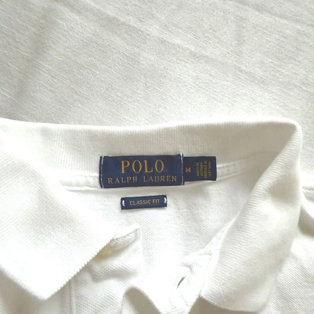 Lot of 2 Polo Ralph Lauren White Short Sleeve Pony Logo Polo Shirts Medium